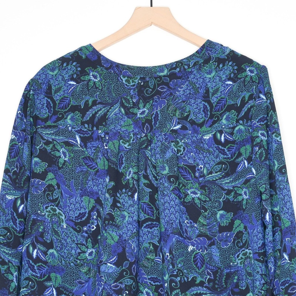 Time and Tru Womens Mini Dress Size XL 16-18 Blue Green‎ Paisley Long Sleeve - Picture 8 of 8